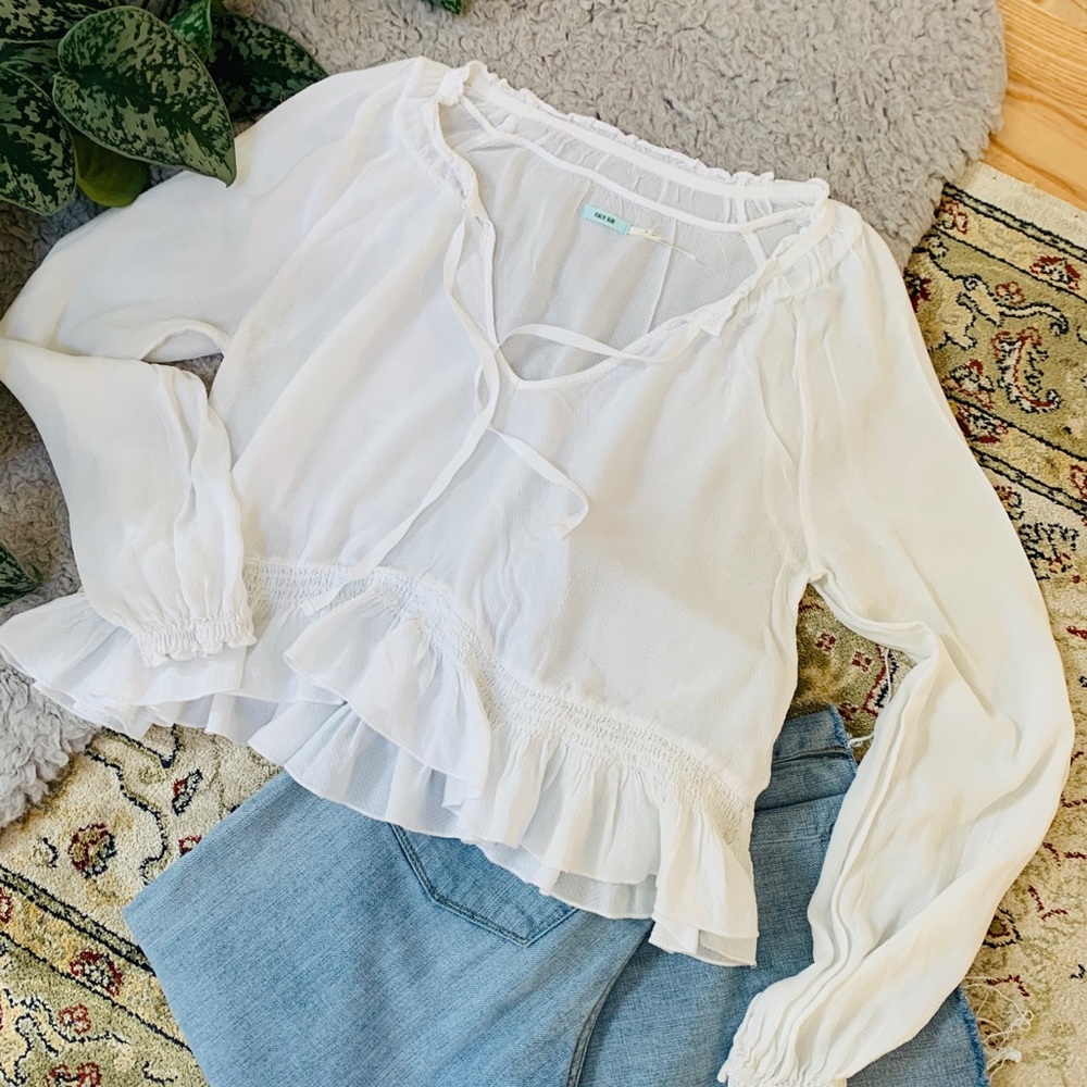 Urban Outfitters Kimchi Blue White Ruffle Blouse